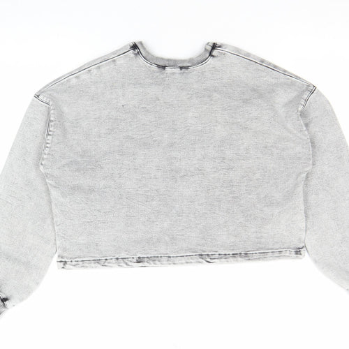 Primark Denim Co Women Grey Cropped Pullover Sweatshirt Size 6