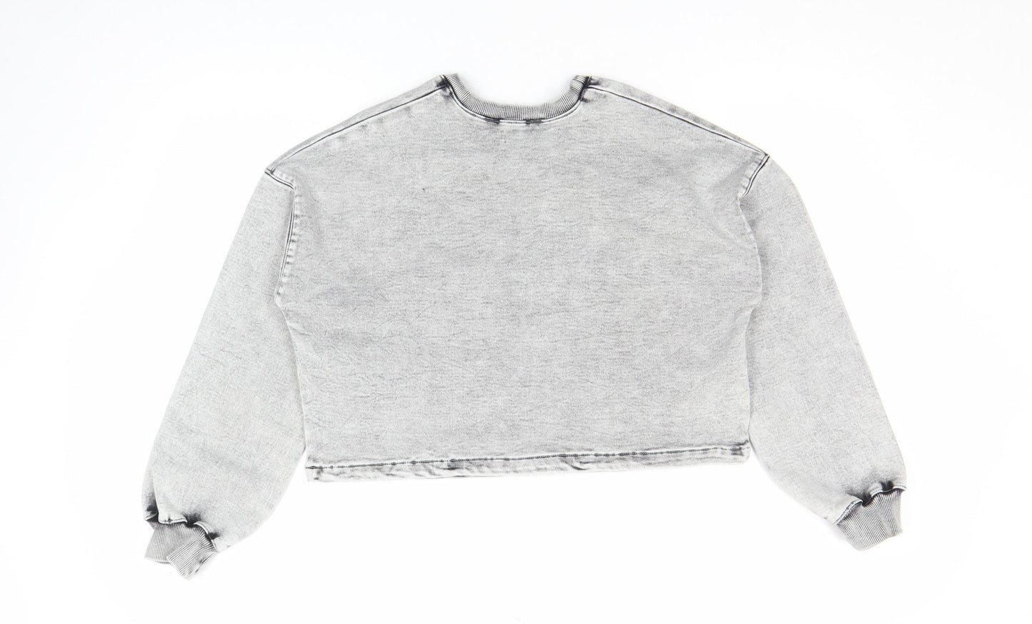 Primark Denim Co Women Grey Cropped Pullover Sweatshirt Size 6