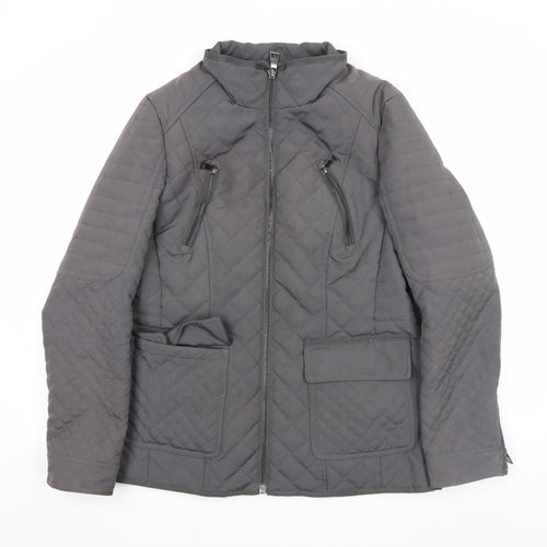 Next Women’s Grey Quilted Full Zip Mid-Length Jacket Size 14