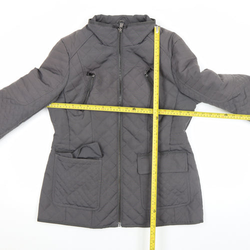 Next Women’s Grey Quilted Full Zip Mid-Length Jacket Size 14
