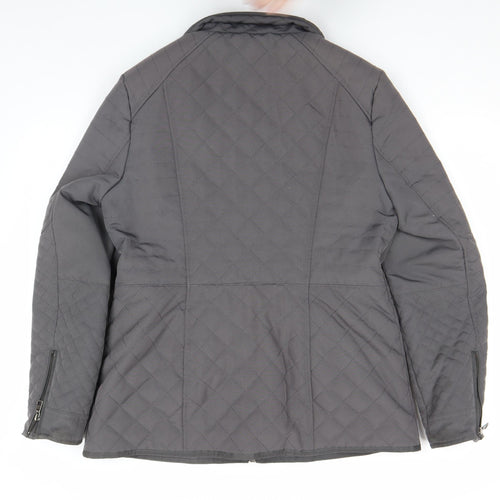 Next Women’s Grey Quilted Full Zip Mid-Length Jacket Size 14