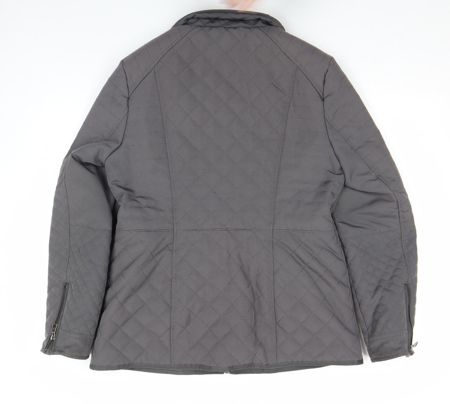 Next Women’s Grey Quilted Full Zip Mid-Length Jacket Size 14