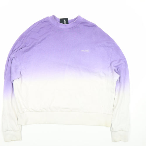Collusion Women Purple White Ombre Sweatshirt Size S Cotton Crew Neck