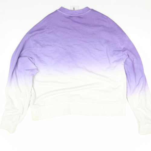 Collusion Women Purple White Ombre Sweatshirt Size S Cotton Crew Neck