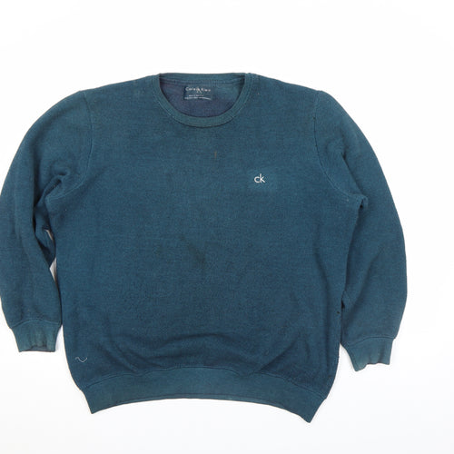 Calvin Klein Men's Blue Knit Crew Neck Sweatshirt L Regular