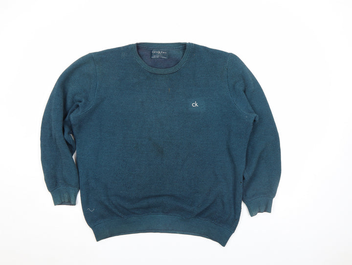 Calvin Klein Men's Blue Knit Crew Neck Sweatshirt L Regular