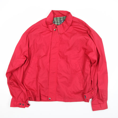 Tootal Men's Red Bomber Jacket L Classic Lined Full Zip Cotton Blend