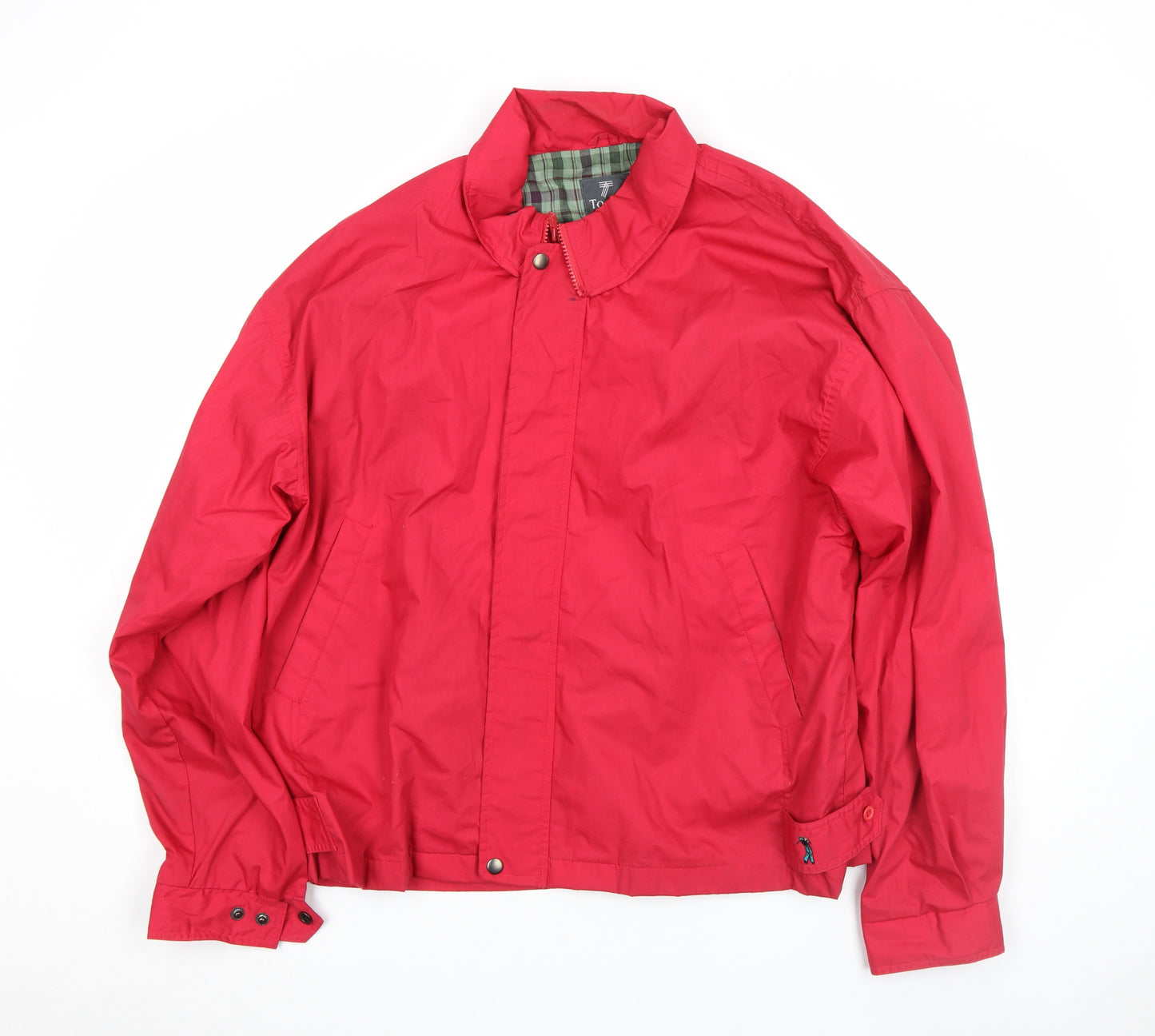 Tootal Men's Red Bomber Jacket L Classic Lined Full Zip Cotton Blend