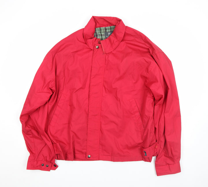 Tootal Men's Red Bomber Jacket L Classic Lined Full Zip Cotton Blend
