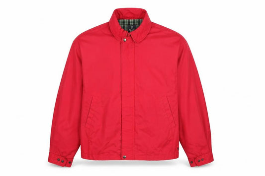 Front view of Tootal Men's Red Bomber Jacket L Classic Lined Full Zip Cotton Blend