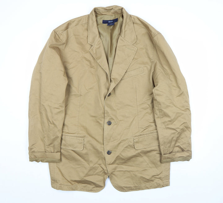 GAP Women’s Beige Cotton Blazer XL Regular Mid Length Jacket