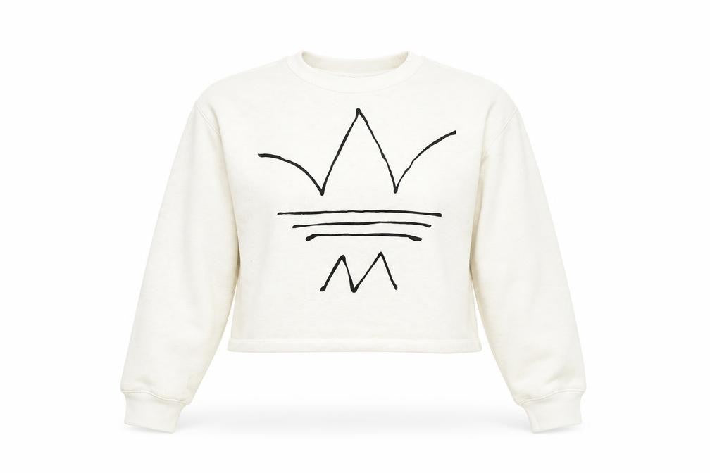 Front view of Adidas Women Ivory Crew Neck Long Sleeve Pullover Sweatshirt, size 10
