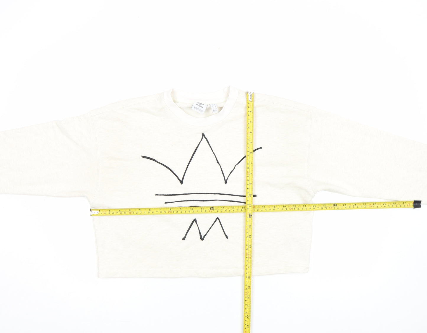 Adidas Women Ivory Crew Neck Long Sleeve Pullover Sweatshirt Size 10