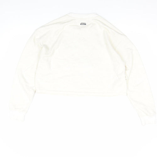 Adidas Women Ivory Crew Neck Long Sleeve Pullover Sweatshirt Size 10