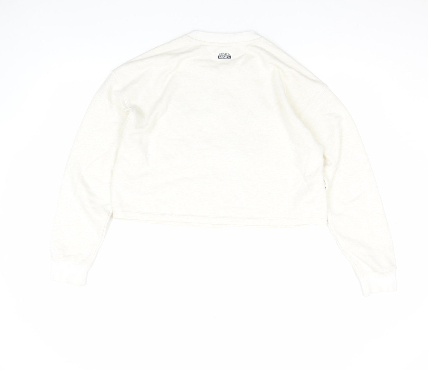 Adidas Women Ivory Crew Neck Long Sleeve Pullover Sweatshirt Size 10