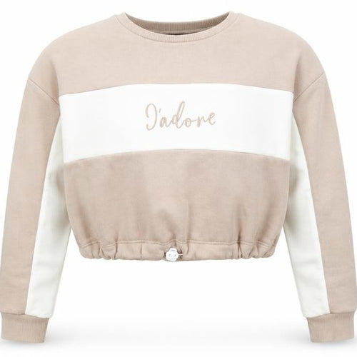 New Look Girls Beige Colourblock J’adore Pullover Sweatshirt Age 12-13 Years
