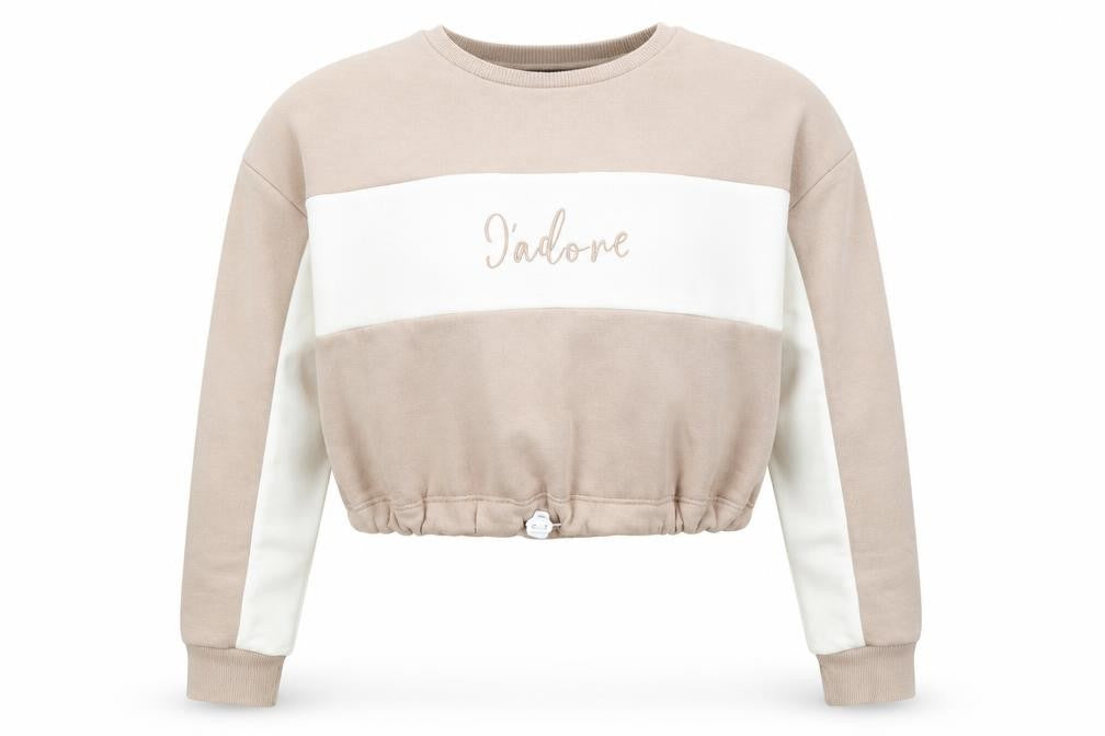 New Look Girls Beige Colourblock J’adore Pullover Sweatshirt Age 12-13 Years
