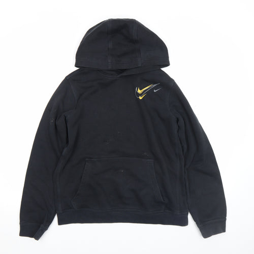 Nike Boys Black Pullover Hoodie 15-16 Years Fleece Logo Sportswear