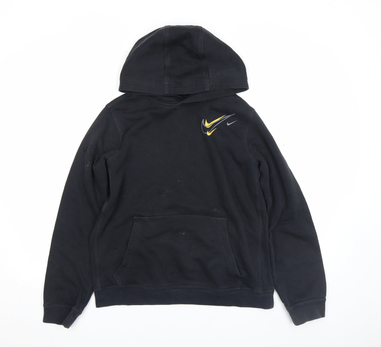 Nike Boys Black Pullover Hoodie 15-16 Years Fleece Logo Sportswear