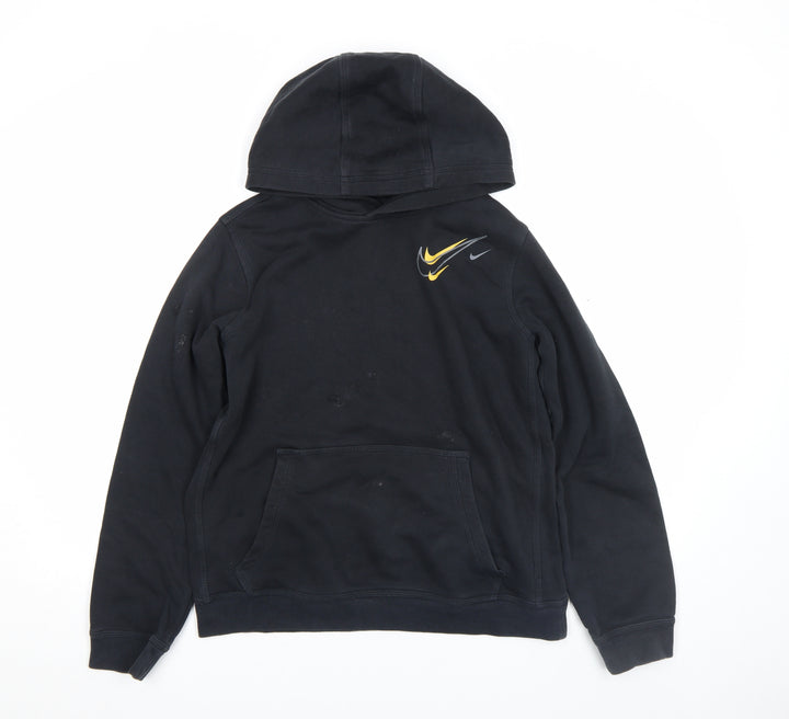 Nike Boys Black Pullover Hoodie 15-16 Years Fleece Logo Sportswear