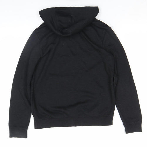 adidas Boys Black Pullover Hoodie 13-14 Years Regular Fit Graphic Logo Top