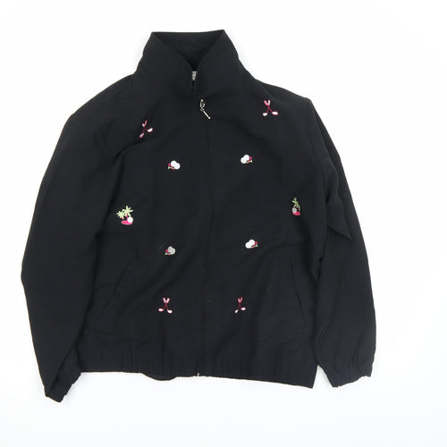 K.T. Soft by Kenneth Too! Women's Black Petite Embroidered Zip Jacket L