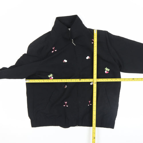 K.T. Soft by Kenneth Too! Women's Black Petite Embroidered Zip Jacket L