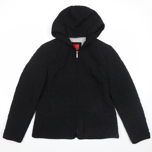 Esprit Womens Black Quilted Hooded Mid-Length Jacket Size M