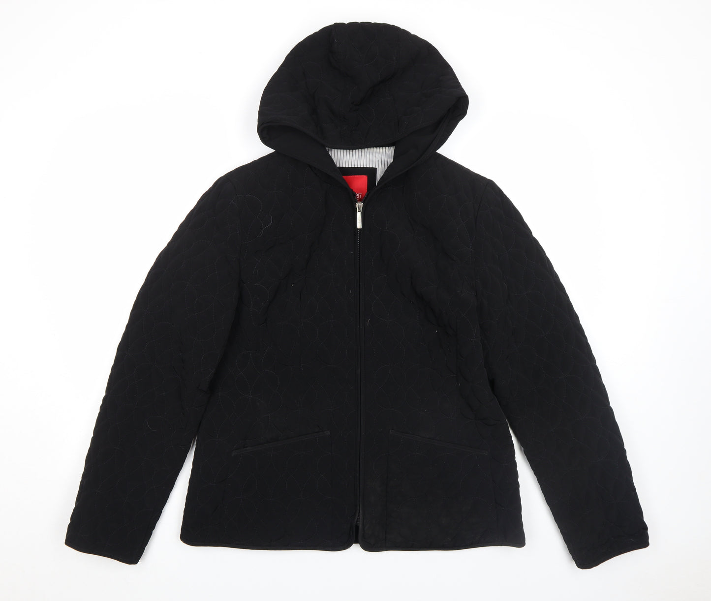 Esprit Womens Black Quilted Hooded Mid-Length Jacket Size M