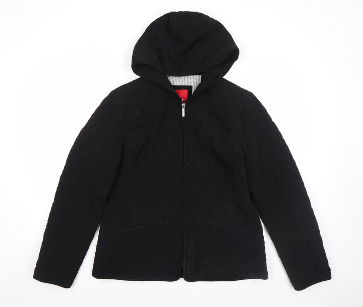 Esprit Womens Black Quilted Hooded Mid-Length Jacket Size M