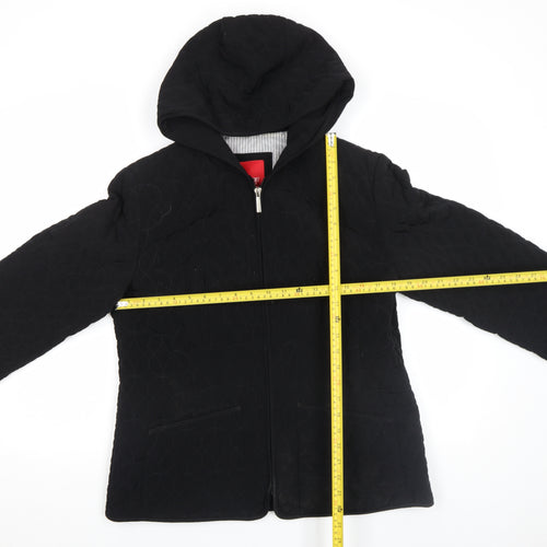 Esprit Womens Black Quilted Hooded Mid-Length Jacket Size M