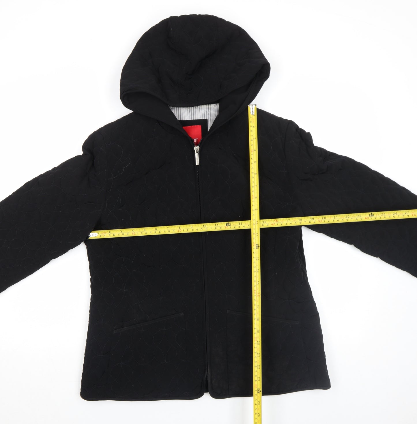 Esprit Womens Black Quilted Hooded Mid-Length Jacket Size M