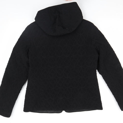 Esprit Womens Black Quilted Hooded Mid-Length Jacket Size M