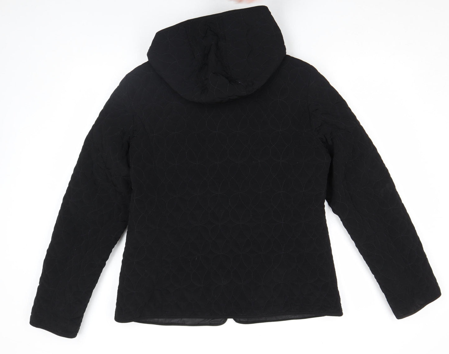 Esprit Womens Black Quilted Hooded Mid-Length Jacket Size M