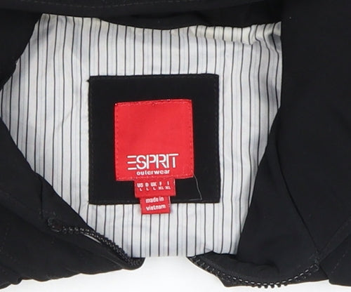 Esprit Womens Black Quilted Hooded Mid-Length Jacket Size M