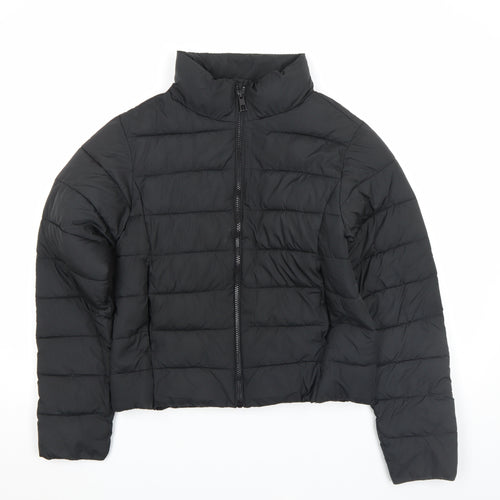 MNG Women Black S Quilted Puffer Jacket Lightweight Zip Up