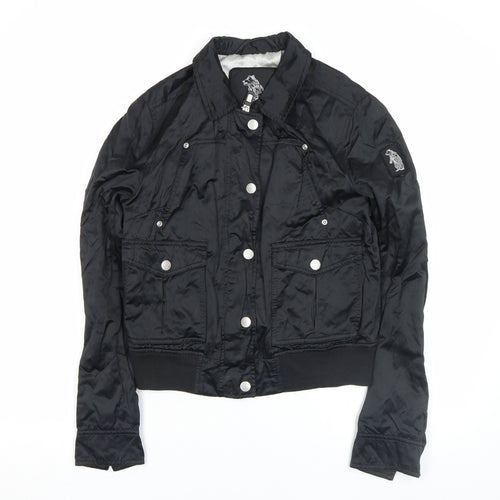 Refrigue Girls Black Polyamide Bomber Jacket M Water Resistant Lined