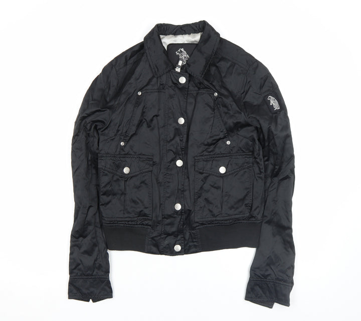 Refrigue Girls Black Polyamide Bomber Jacket M Water Resistant Lined