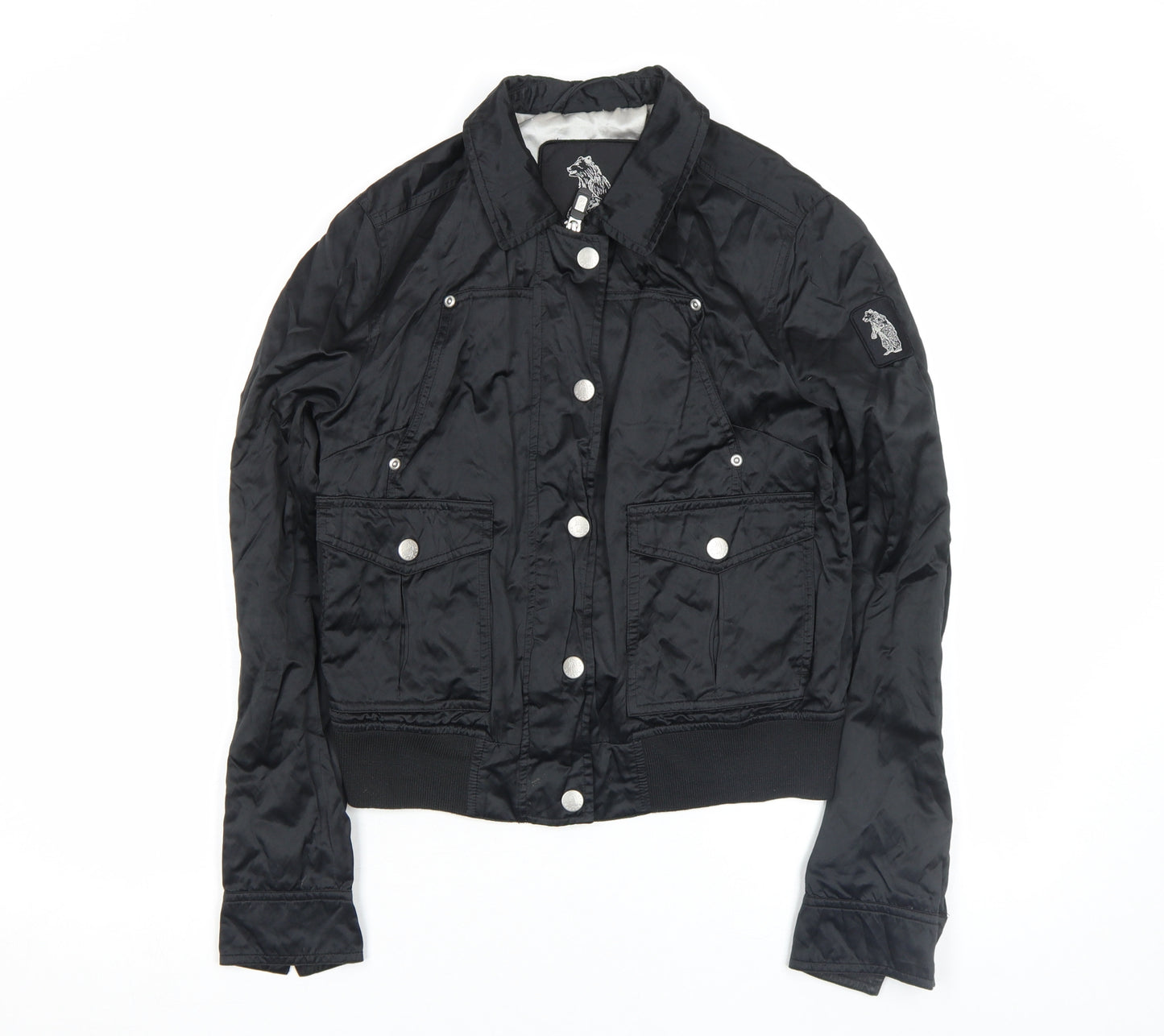 Refrigue Girls Black Polyamide Bomber Jacket M Water Resistant Lined
