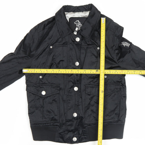 Refrigue Girls Black Polyamide Bomber Jacket M Water Resistant Lined