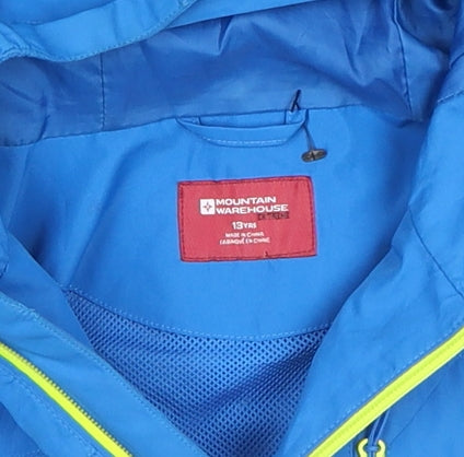 Mountain Warehouse Girls Blue Waterproof Hooded Rain Jacket 13 Years