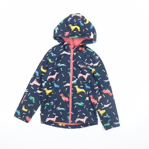 Mountain Warehouse Girls Blue Dog Print Softshell Hooded Jacket 5-6 Yrs