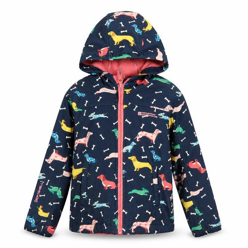 Mountain Warehouse Girls Blue Dog Print Softshell Hooded Jacket 5-6 Yrs