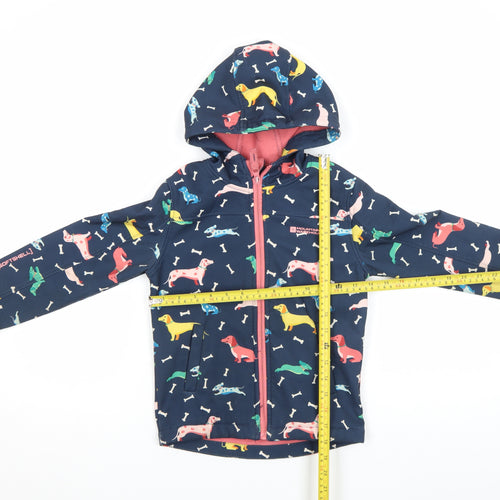 Mountain Warehouse Girls Blue Dog Print Softshell Hooded Jacket 5-6 Yrs