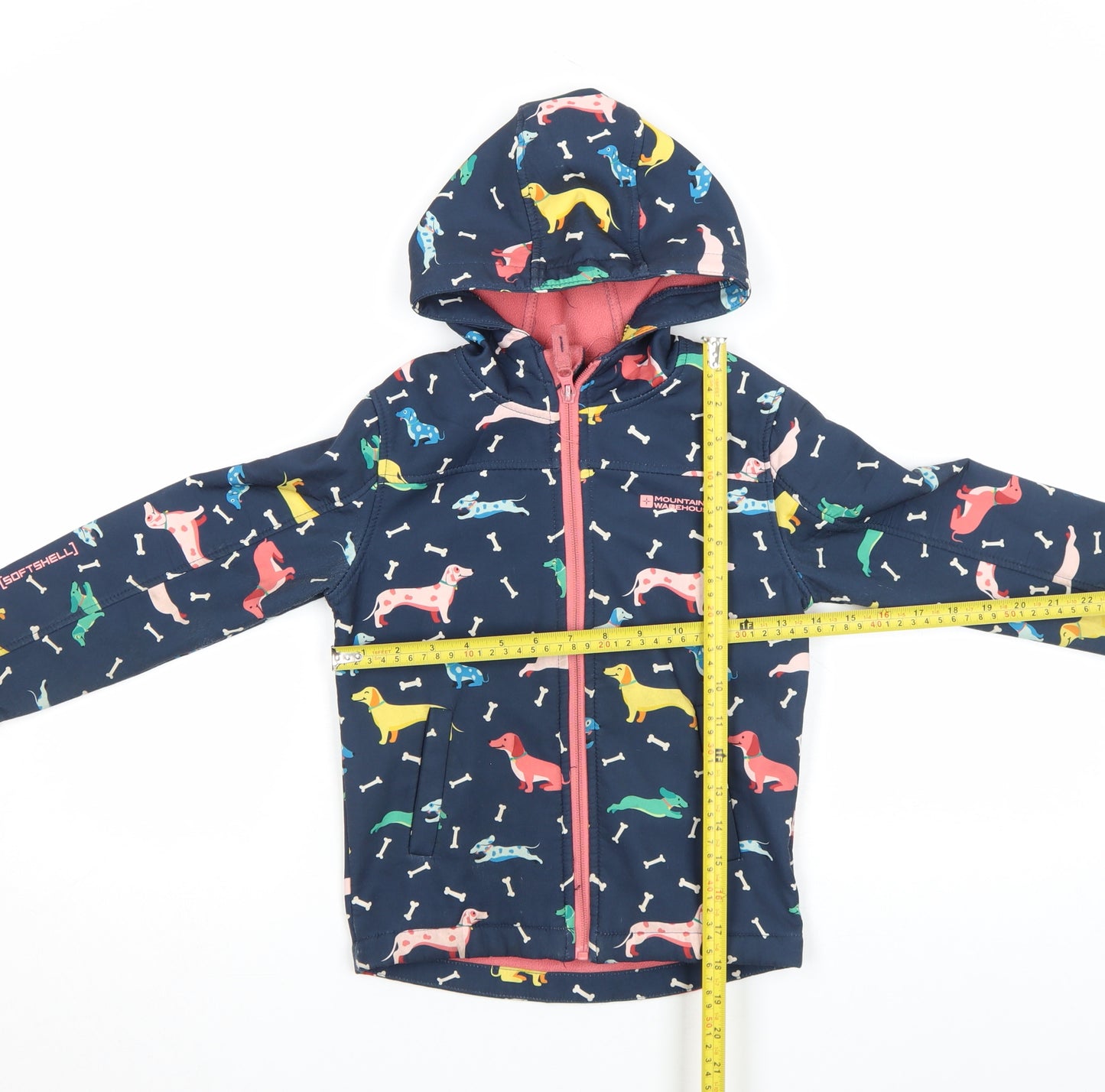Mountain Warehouse Girls Blue Dog Print Softshell Hooded Jacket 5-6 Yrs