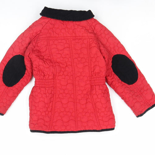 Disney Girls Red Minnie Mouse Quilted Jacket 4-5 Years Lined Winter Coat