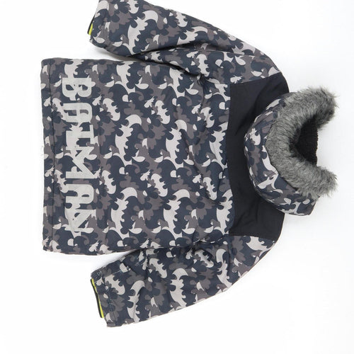George Boys Batman Grey Camouflage Puffer Jacket 5-6 Years Hooded Winter Coat