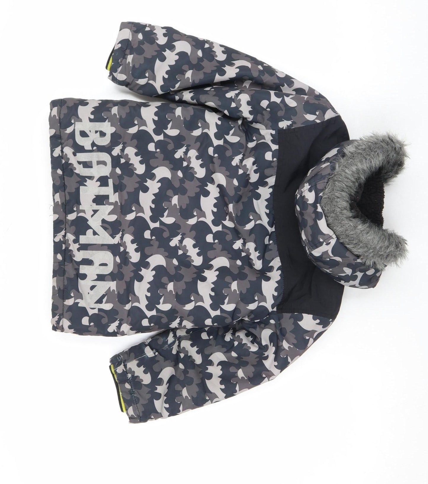 George Boys Batman Grey Camouflage Puffer Jacket 5-6 Years Hooded Winter Coat