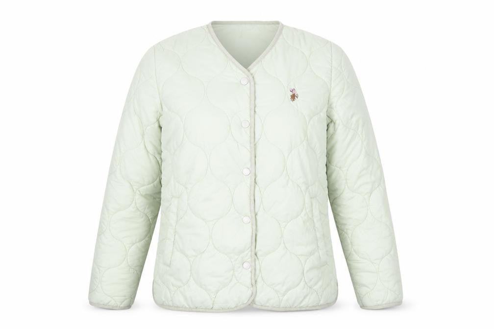 Front view of U.S. Polo Assn. women’s green xs quilted lightweight jacket