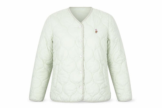Front view of U.S. Polo Assn. women’s green xs quilted lightweight jacket
